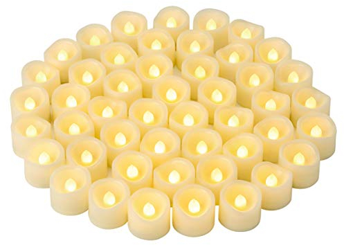 48 PCS LED Flameless Flickering Tea Lights Votive Candle Battery Operated/Electric Flicker LED Tealight Bulk Fake Candles for Halloween Christmas Wedding Party Decorations etc.(Warm White) (48 PCS)