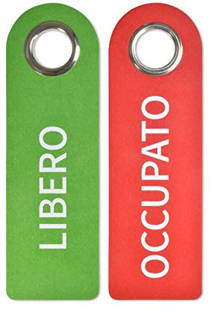 SynMe 2 segni di Porta Libero/Occupato - Ciascuno 27 x 8,5 x 0,5 cm - Anello di Protezione in Metallo implementato per durabilità - Realizzato in Feltro di Poliestere Resistente all'Acqua