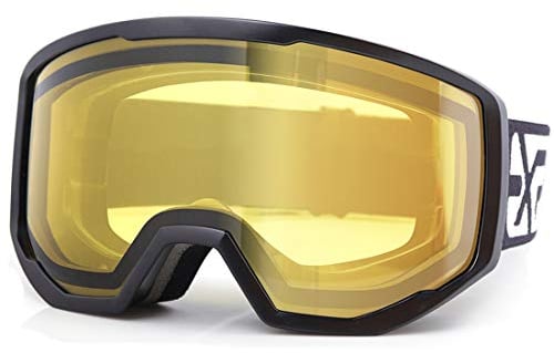 EXP VISION Skibrille für Damen und Herren, Snowboard Brille Schneebrille OTG 100% UV-Schutz Skibrille für brillenträger, Anti-Nebel Snowboard Brille Ski Goggles (Gelb)