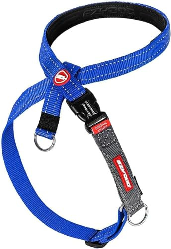 EzyDog Anti Zieh Geschirr Hund - Crosscheck Hundegeschirr für Kleine, Mittelgroße und Große Hunde, Hundetraining Zubehör, Reflektierendes, Größenverstellbar (S, Blau)