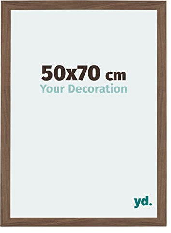 Your Decoration - Cadre 50x70 cm - Noyer Foncé - Cadres Photo en MDF Avec Verre acrylique - Anti-Reflet - Cadre 50x70 - Mura