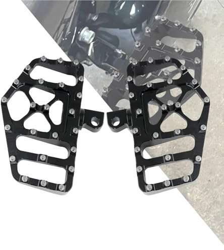 HDBUBALUS 1 paire de repose-pieds CNC larges pour Harley Dyna Fatboy Street Bob Wide Glide Sportster Bobber Chopper Noir