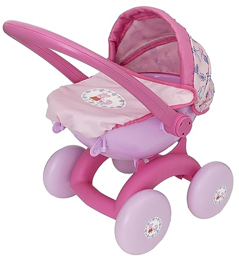 HTI Peppa Pig 4-en-1 Mon premier landau en rose | Poussette et landau jouets pour enfants garçons et filles âgés de 18 mois et plus Landau Peppa Pig Toys