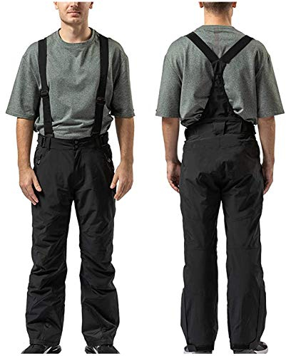 Herren Skihose Winter Warme Schneehose Lange Latzhose Plüsch Gefüttert Schneeanzüge Skihose Wasserdicht Atmungsaktive Snowboardhose Schneehose Mit Verstellbarer Trägern(Schwarz,3XL)