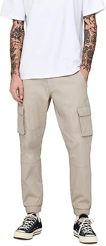 ONLY & SONS Herren ONSCAM Stage Cargo Cuff PK 6687 NOOS Hose, Silver Lining, 31/30