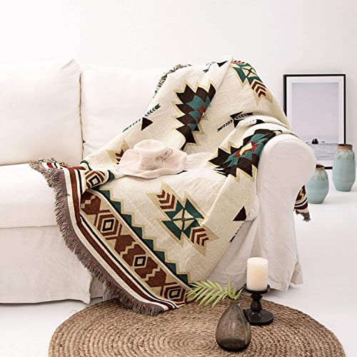 Boho-Überwurfdecke, Bohemian, Südwesten, Indianer, indischer Stamm, marokkanisch, Azteken-Decke, Überwurf für Couch, Sofa, Stuhl, Zweisitzer, Bett, Liege, Fenster, dekorative Quaste, 127 x 177,8 cm,