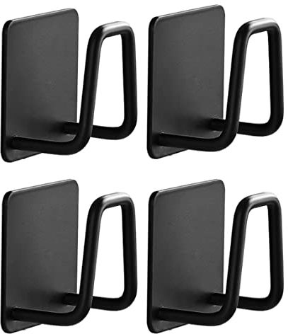 AFLOS 4 PCS Wandhaken Für Bad Und Küche Edelstahl Schwammhalter Schwarzer Kunststoffhaken Ohne Bohren Klebriger Haken Selbstklebender Aus Aufhängelappen, Topfdeckel, Bürsten