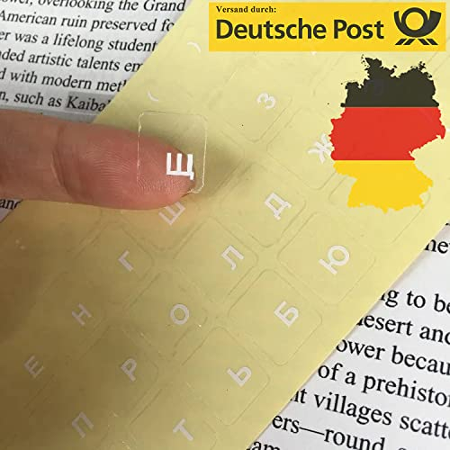 Russische Tastaturaufkleber Transparent kyrillische Buchstaben PC Laptop Tastatur Aufkleber Keyboard Stickers (White)