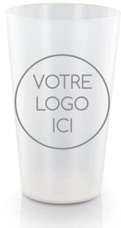 Wiloo - Gobelets Personnalisables Réutilisables et Recyclables 50cl - Logo, Image, Texte - Plastique Polypropylène Rigide - Transparent (10)