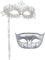 Coddsmz Couple Masquerade Mask with Holding Stick Venetian Halloween Costume Mask Mardi Gras Mask Cosplay Party Costume Mask