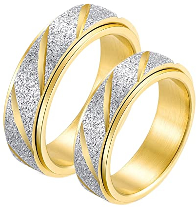 Aotiwe Eheringe Cool, Ringe Frauen Vintage Rotierender Ring aus Gold Matt 6 mm Edelstahl Größe Damen 57 (18.1) & Herren 57 (18.1)