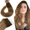Hetto Tape Extensions Echthaar Balayage Tape in Extensions Echthaar Balayage Mittel Braun to Licht Braun Seidig Gerade Invisible Tape Klebe Remy Haarverlangerung 20pcs 30g 30 cm #6/8/14