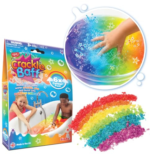 ZIMPLI - Crackle Baff Rainbow, Magically makes your water Crackle, Pop & Change Colour, Bath Toy, Sensory Birthday Gift for Boys & Girls aged 3 and up