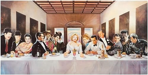 Hollywood Legenden Wandkunst Letztes Abendmahl Poster und Drucke Marilyns Monroes Leinwand Gemälde Wandbild Kunstwerk Für Wohnzimmer Dekoration Ungerahmt,40×80cm