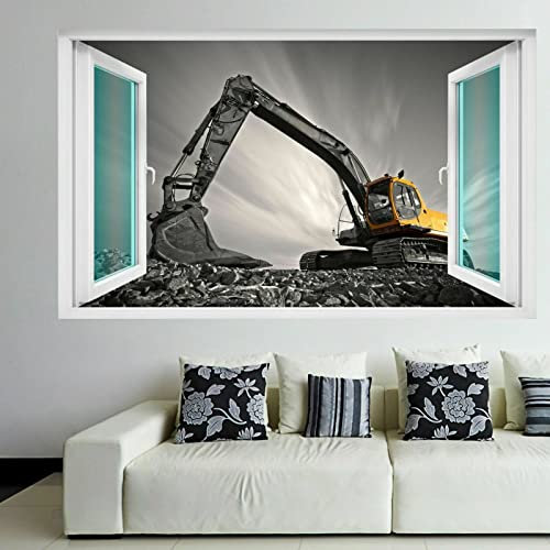 Bagger Baumaschinen Maschine Wandkunst Aufkleber Wandtattoo Kinder Wandtattoo 3D ART Wandaufkleber Poster Aufkleber
