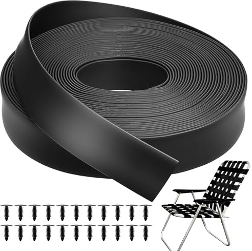 Sintuff 15,2 m lang, 5,1 cm breit, Vinyl-Stuhl, Gurtband, mattes Finish, Ersatz-Vinylriemen für Reparatur von Garten-Lounge-Möbeln im Freien, Schwarz