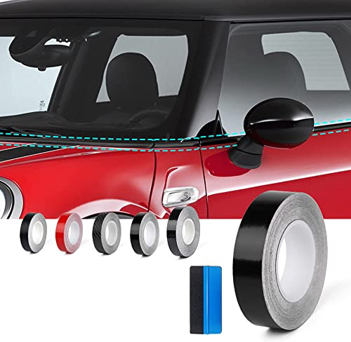 NewL Autofensterverkleidung, Vinylfolie, Tür, Taille, DIY-Aufkleber, Dekoration, Schwarze Linie, für Mini Cooper R53, R55, R56, R60, R61, F54, F55, F56, F60 (Hellschwarz, 2,5 x 900 cm)