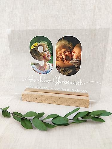 90 Geburtstag - Foto Acryl Tafel - 90 Geburtstag Dekoration, Geschenkideen zum 90 Geburtstag, 90 Geburtstag Frauen, 90 Geburtstag Männer, 90 Geburtstag Geschenk, 90. Geburtstag, 90 Geburtstag Deko