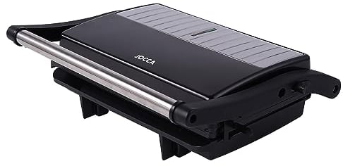 JOCCA - Sandwichera 2 Rebanadas, Línea Nature/Placas Grill Antiadherentes/Indicadores Luminosos/Sandwiches y más comidas/Acabado moderno Efecto Madera (Panini Negro)