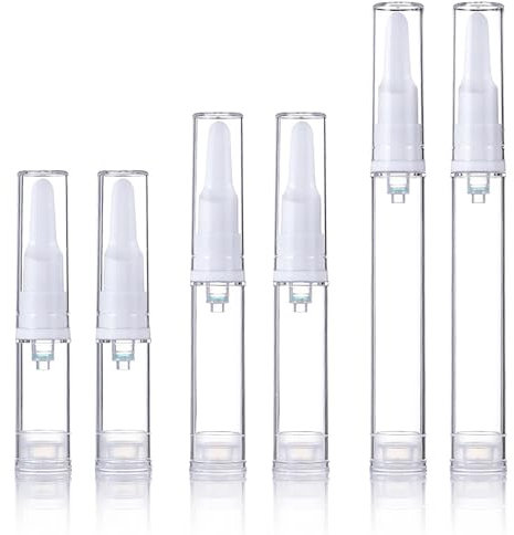 Tuxiaobu Airless Pump Jars, Traveling Bottles Set, Empty Refillable Cosmetic Container Dispenser for Eye Face Cream Lotion Skincare Serum, 5/10/15ml