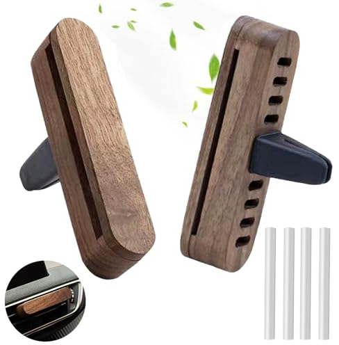 Auto Diffuser, 2 Stück Auto Diffuser für Ätherische Öle, Auto Duft Innenraum, Auto duft mit 4PCS Nachfüllauflagen, Auto Duft Holz für mehr Fahrspaß und Fahrfreude Ohne Öl