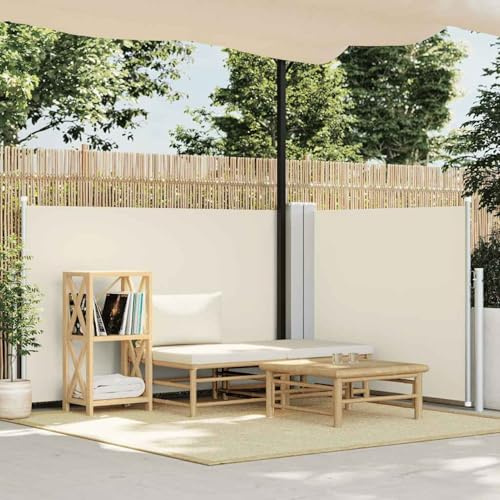 Gecheer Utdragbar sidomarkis krämvit 120 x 600 cm, terrassmarkis för integritet och solskydd