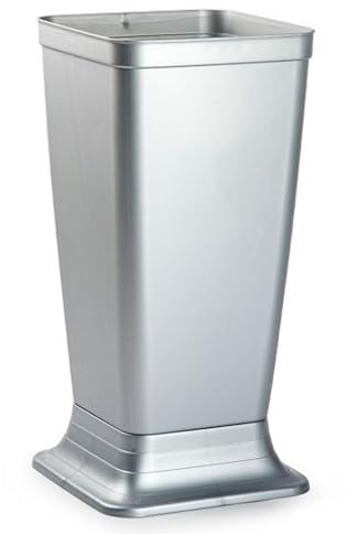 Tradineur - Paragüero de plástico cuadrado, modelo Wet, diseño moderno, soporte para paraguas, decoración, fabricado en España (Plata - 51,5 x 26 x 26 cm)