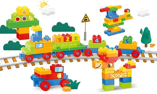 Kadii Bausteine Set Groß 180 Stück ab 3 Jahre, Kompatibel mit duplo, Bausteine-Box