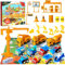 CRECAD Adventskalender Auto Kinder 2024 - Advent Calendar Weihnachtsgeschenke 24 Tage Countdown Kalender - Cars Adventskalender Baustelle Auto Spielzeug für Jungen Mädchen 3-12 Jahre (Gelb)