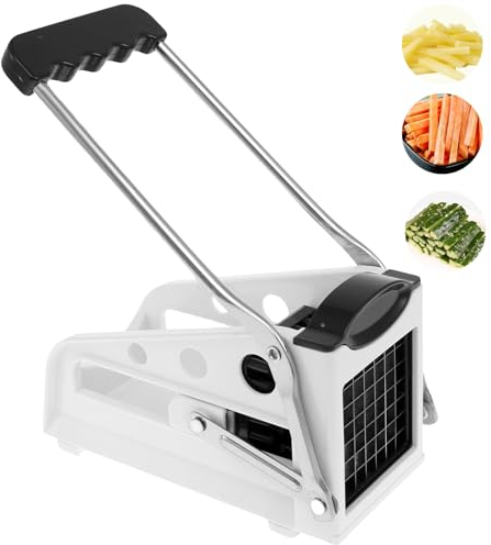 Potato Chipper Chip Cutter Stainless Steel French Fry Cutter Enduring French Fries Cutter Fast Cutting Potato Chip Multifunction Manual Vegetable Fruit Slicer Dicer for Potato Onion Carrots Cucumbers