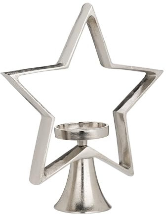 EGLO LIVING Deko Stern Mukayle, stehender Weihnachtsstern mit Kerzenhalter, Weihnachtsdeko Fensterbank, Tischdeko Weihnachten für Stumpenkerzen, Metall in Silber, 31 x 34 cm