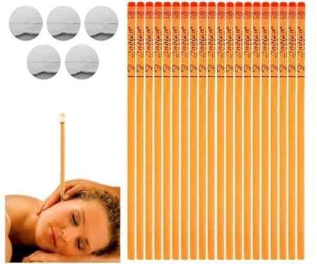 Przydasie Ohrenkerzen Set 20 Stück, Bienenwachs, Schutzscheiben, Gelb | Anti-Staub-Filter, Entspannung und Reinigung, Körper und Geist