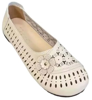 Walk Shoes For Women Ballet Pumps Women Wedding Womens Shoes Ethnic Casual Shoes Summer Fashion Hollow Breathable Flat Heel Soft Sole Casual Shoes Work Shoes Women Womens Trainers Shoes For (White, 4)