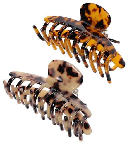 Belliffy GroßE Leopardenmuster Haarspangen 2 StüCk EssigsäUre Haarklammern FüR Dickes DüNnes Haar Rutschfeste Styling Clips FüR Damen