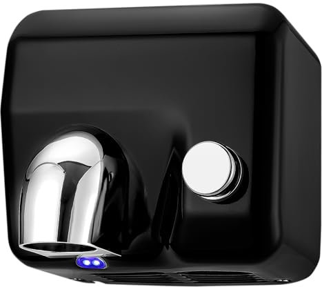 GGM Gastro | HTDKE15S | Händetrockner mit Druckknopf - Edelstahl Mattschwarz