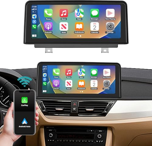 Ninetom Autoradio 10,25-Zoll-Touchscreen mit kabellosem Carplay und Android Auto für 2009-2015 BMW X1-Serie E84 ohne OEM-Bildschirm, unterstützt Mirrorlink, Musik, Navigation