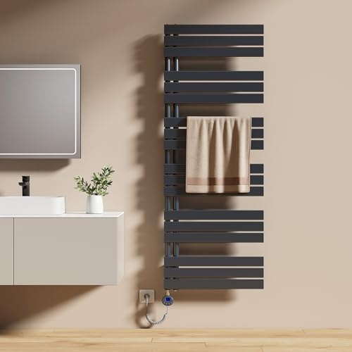 EMKE Toallero Eléctrico con WiFi Termostato 160x60 cm, 1000W Antracita | Radiador Toallero Eléctrico, Resistencia Calefactora con Temporizador,Calienta Toallas,Secatoallas