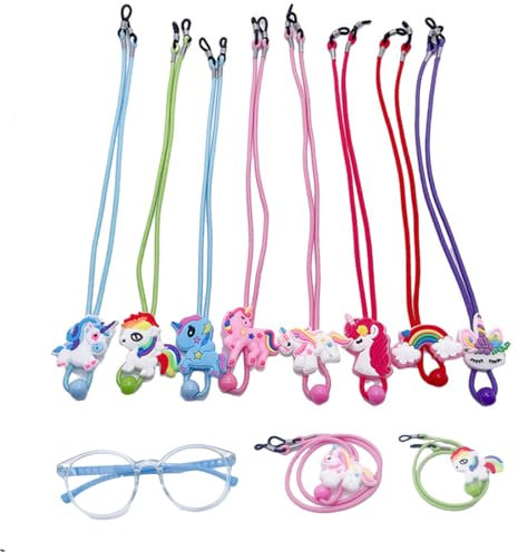 8 Pezzi Ragazza Cordino per Occhiali, Stile Unicorno, Regolabile Fermo per Occhiali Mascherine Laccetto Occhiali, Laccetto Occhiali, Laccetto Occhiali per Sport da Corsa attività all'aperto