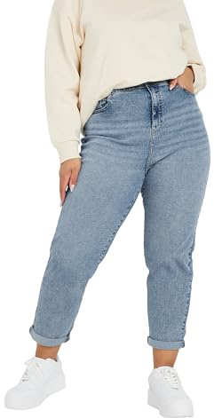 Yours Curve Light Wash Denim Boyfriend Jeans - Women's - Plus Size Curve