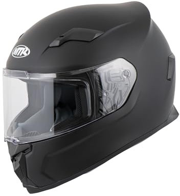 MTR S-6 Evo Integralhelm, Motorradhelm ECE 22.06 Zertifiziert - Maximale Verkehrssicherheit, Robuster & Leiser Motorrad Helm, Kinn & Kopf Belüftung, Roller Helm Herren & Damen, Matt Schwarz, XL