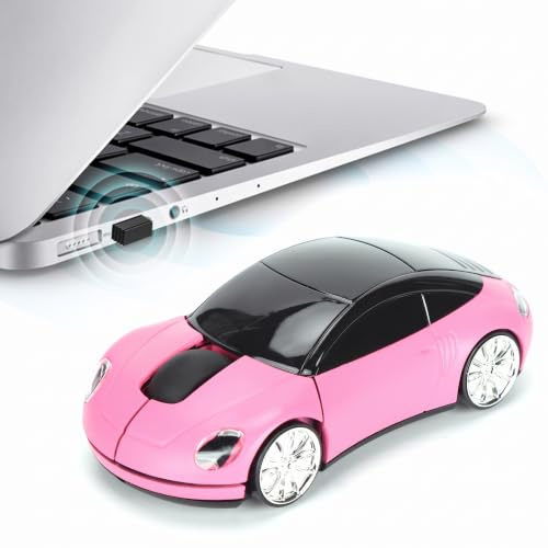 SENECESLI Wireless Maus, 2,4 G Maus mit USB-Empfänger, Tragbare Computermaus für PC, Tablet, Laptop, Spiele, Büro, 800-1200-1600DPI (Rose)