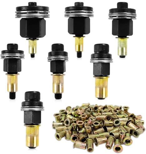 Infreecs 7 Stücke Nietmutternzange set, Nietenzange Nietmuttern, Nieten Set für M3, M4, M5, M6, M8, M10, M12 Nietmutter Werkzeug, für Nietmutter Werkzeug Manuelle Nietmaschine