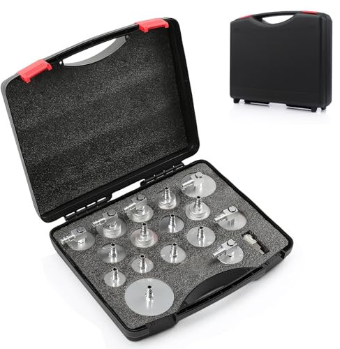 GEARCELL 17PCS Master Cylinder Bleeder Kit Tool, Brake Bleeder Adapter Kit with Quick Connector Brake Bleeder Adapter Set for Most Vehicles(Silver)