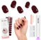 BUTBU Unghie Gel Adesive UV, 20 Pezzi Smalto Adesivo per Unghie, UV Pellicola per Unghio Autoadesiva, con Lampada UV e Lima per unghie Attrezzo, per Unghie Arte DIY (Burgundy Rosso)