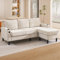 Wyibwy Modernes Ecksofa L mit USB- und Typ-C-Anschlüssen, gepolstertes 3-Sitzer-Sofa mit zwei Getränkehaltern, L-förmiges Schlafsofa, 200,6 x 139,7 x 82,5 cm, Leinenstoff, für Wohnzimmer/Wohnung