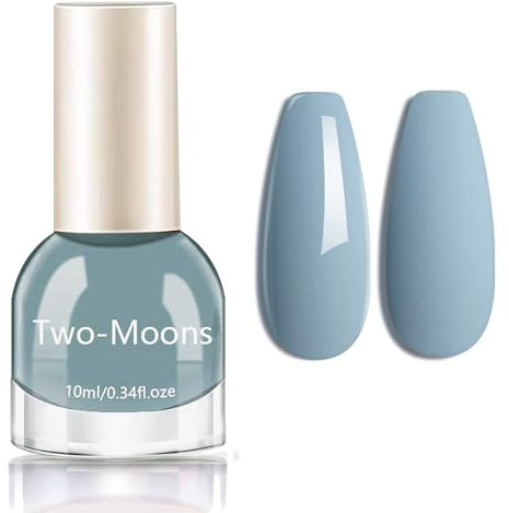 Blue Nail Polish - Grey Blue Nail Varnish Quick Dry - 10ml Non Chip Long Lasting Nail Varnish - Breathable Nail Polish,Oil Based Formula,No Need Baking