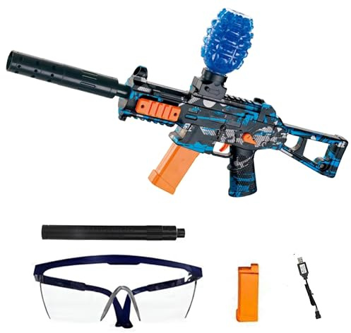 FunBlasters Gel Blaster Gun UMP45 – Automatische Elektrisch Wasserpistole – 20.000 Bälle Wasserperlen und Brillen – Watersoft Leistungsstarkes Gewehr Waffe Hydrogel Waffen – Erwachsene Gelfire Wasser