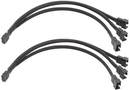 Lot de 2 câbles répartiteurs de ventilateur PWM 3/2/1 voies 4 broches 24,9 cm pour un meilleur refroidissement