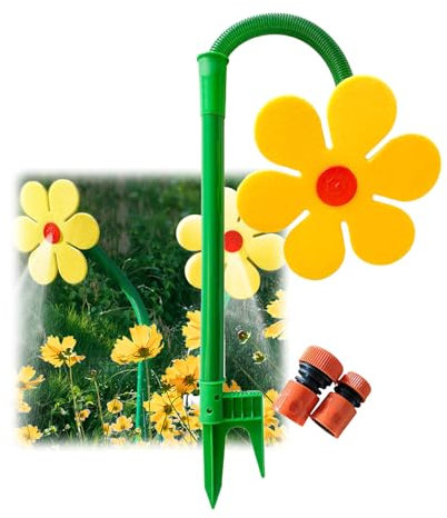Crazy Daisy Sprinkler,Dancing Flower Water Sprinkler|360° Rotating Garden Sprinkler with Dual Adapters(3/4,1/2 Adapter)|UV-Resistant Lawn Irrigation Tool for Patio,Yard & Allotments-Yellow