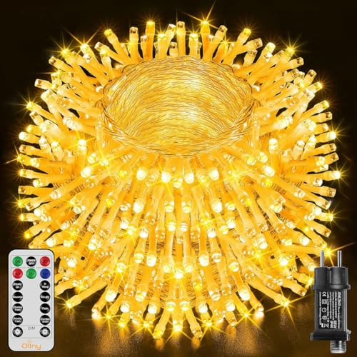 Lichterkette außen 100M 800 LED, Lichterkette mit Fernbedienung 8 Modi Timer, IP44 wasserdicht Lichterkette outdoor mit Stecker für Innen Außen Party Hochzeit Ostern Garten Balkon(Warmweiß)